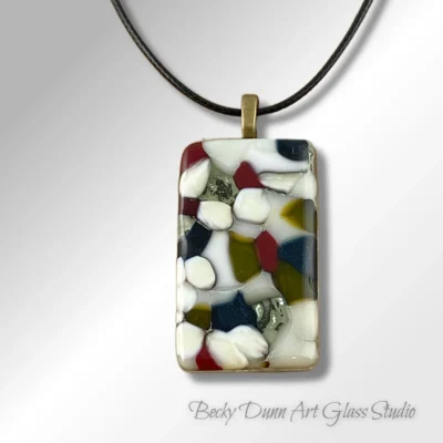 1258 red, blue aventurine yellow green white rectangle front close