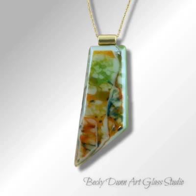 1276 rectangle pale green and orange aventurine green mix front close