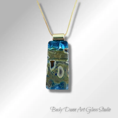 1279 rectangle large brown reactive center silver blue top and bottom front