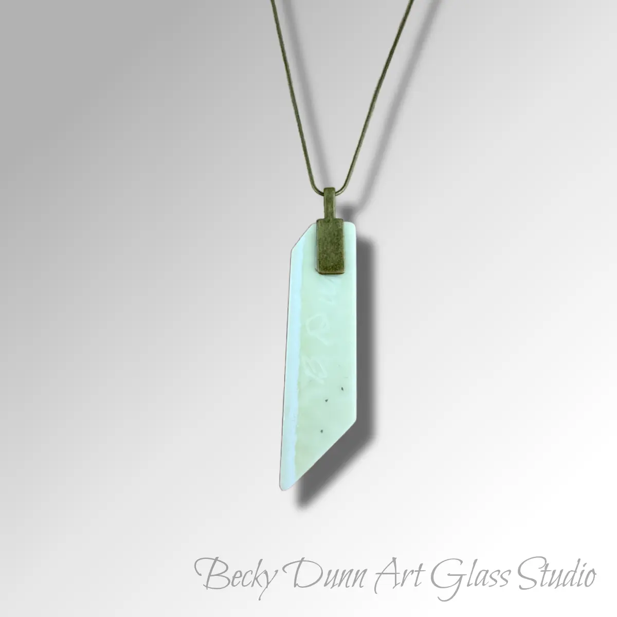 Becky Dunn Art Glass Studio Rectangular Pendant with Interlaced Silver and Fused Glass
