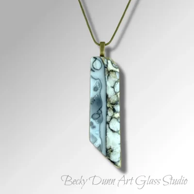 Rectangular Pendant with Interlaced Silver and Fused Glass