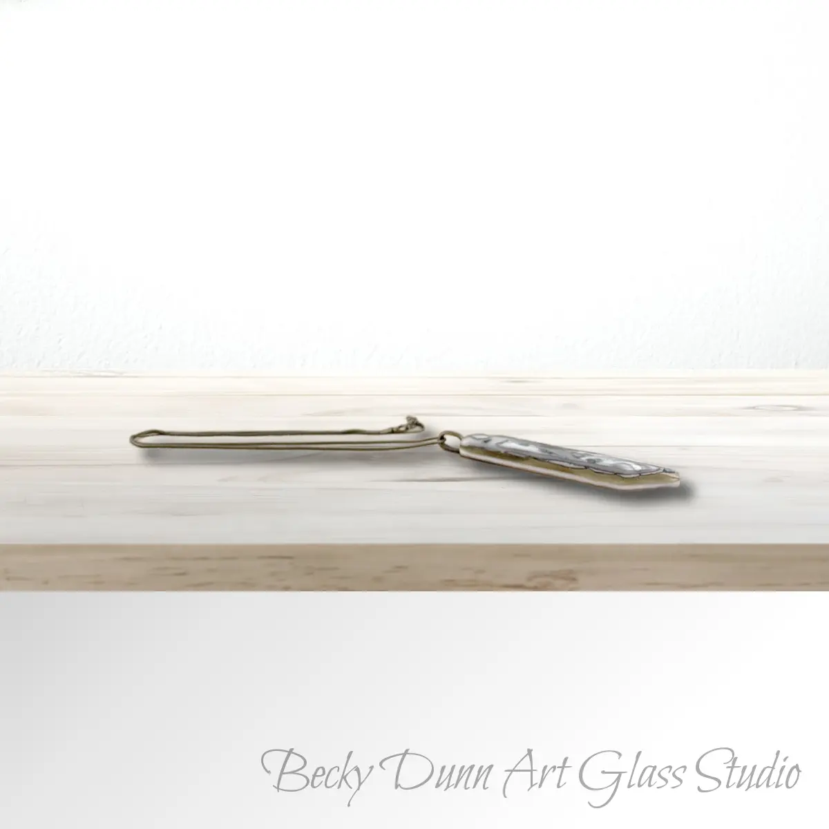 Becky Dunn Art Glass Studio Rectangular Pendant with Interlaced Silver and Fused Glass